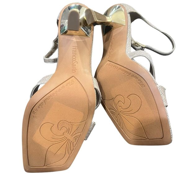 Franco Sarto Rania 2 Glitter Gold Ankle Strap Square Toe Heeled Sandals - Picture 9 of 10